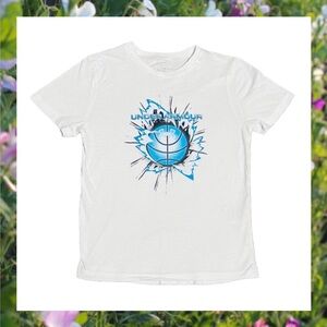 UNDER ARMOUR Boy's White Graphic T-Shirt - Size Small